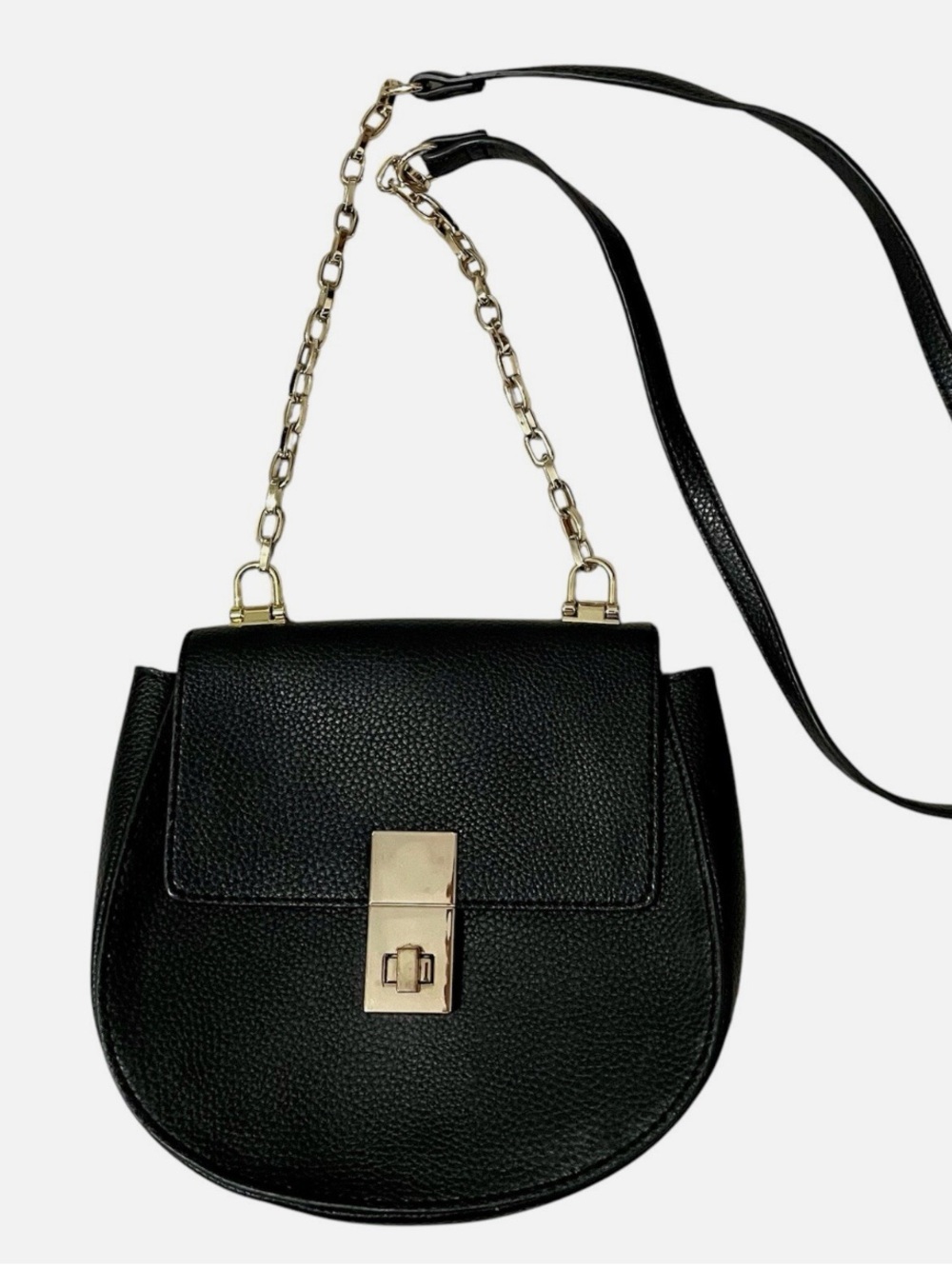 Express Black Crossbody Bag with Gold Hardware